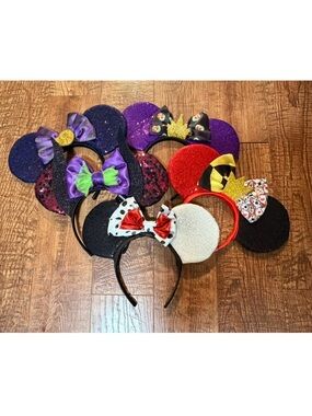 Disney Sequined Minnie Ear Headbands in Black, Purple, Red, White, Gold